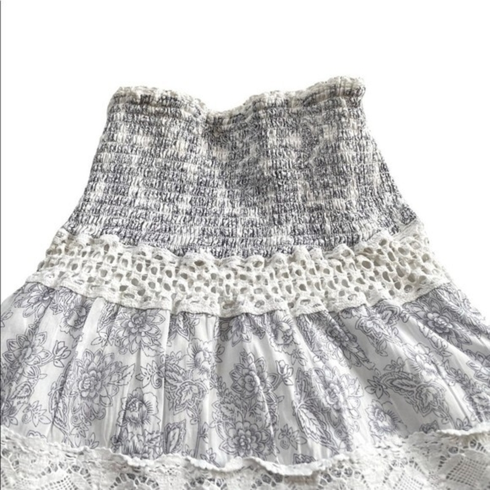 Victorias Secret Strapless White Floral Lace Mini Dress Cotton Fit Flare XS - Picture 9 of 11